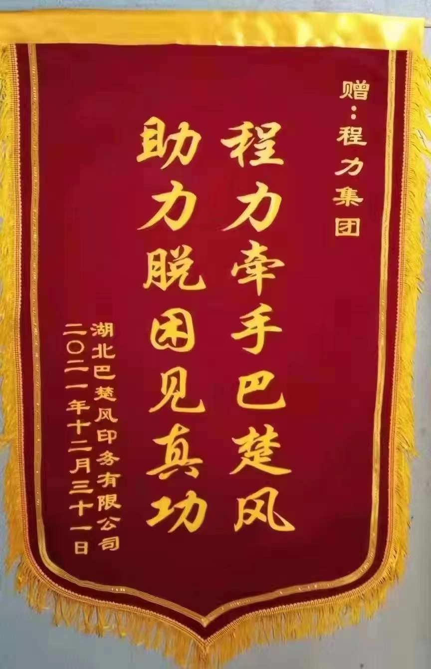 程力集團精準扶貧收獲“五聯五幫精準扶貧”感謝信和錦旗